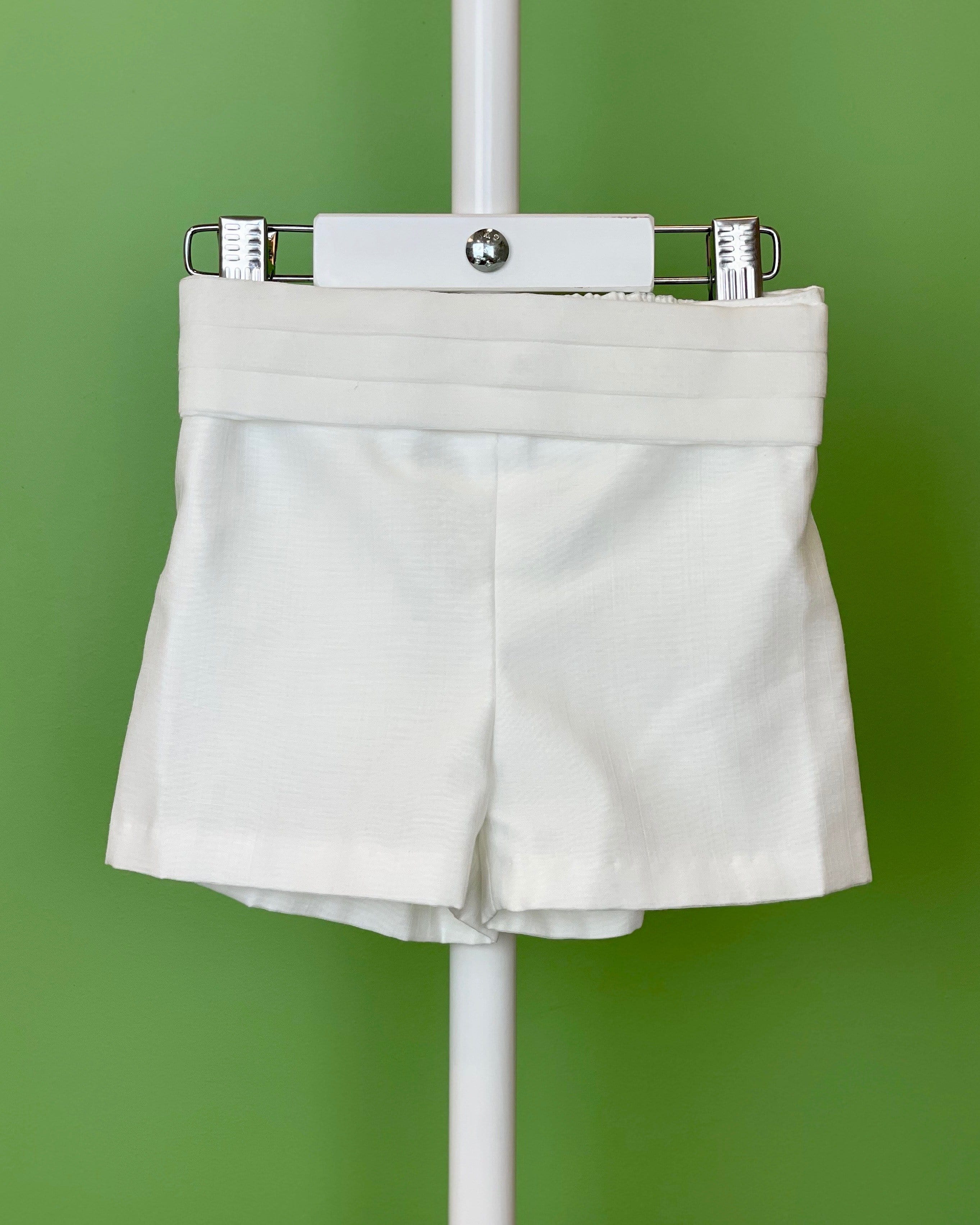 YoYo Children's Boutique Baptism White Organza & Long Sleeves Outfit with Shorts