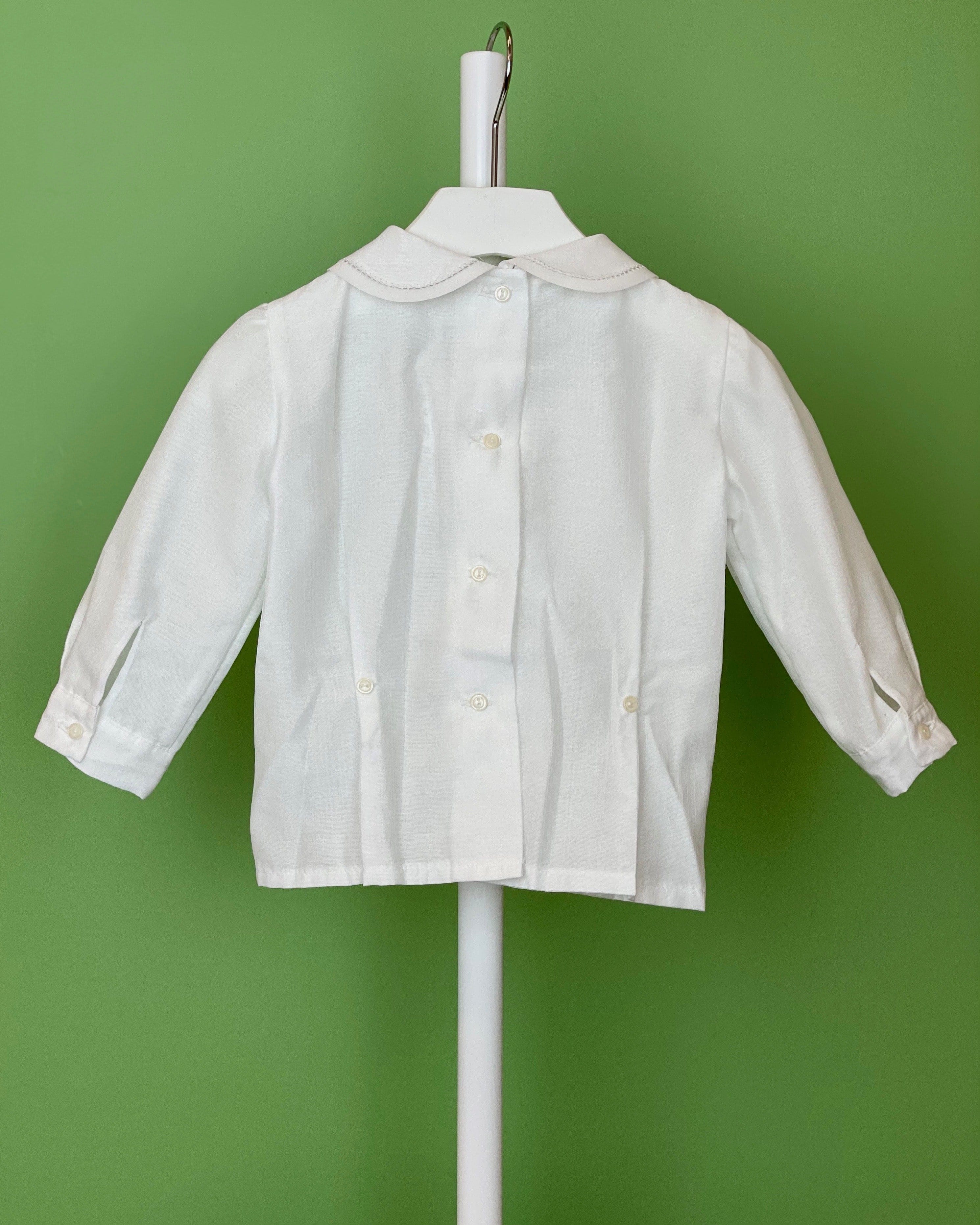 YoYo Children's Boutique Baptism White Organza & Long Sleeves Outfit with Shorts