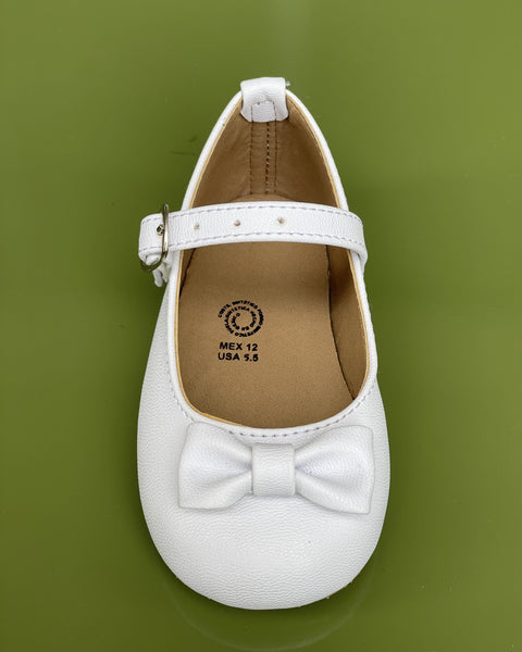 YoYo Children's Boutique Shoes White Mary Jane with Bow Shoes