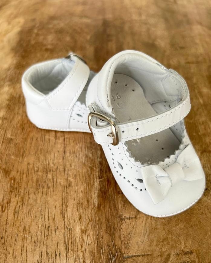 YoYo Children's Boutique Shoes White Pre-Walker Mary Jane with Bow Shoe