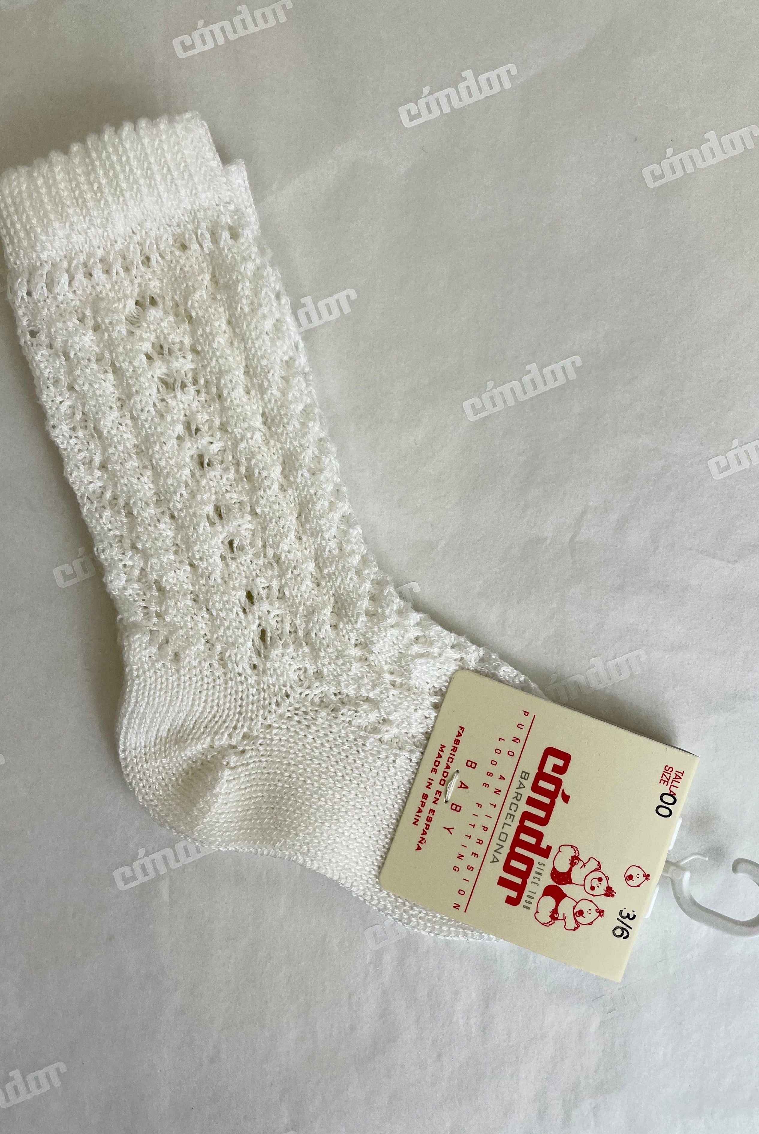 YoYo Children's Boutique Socks Off-White Cotton Openwork Knee-High Socks