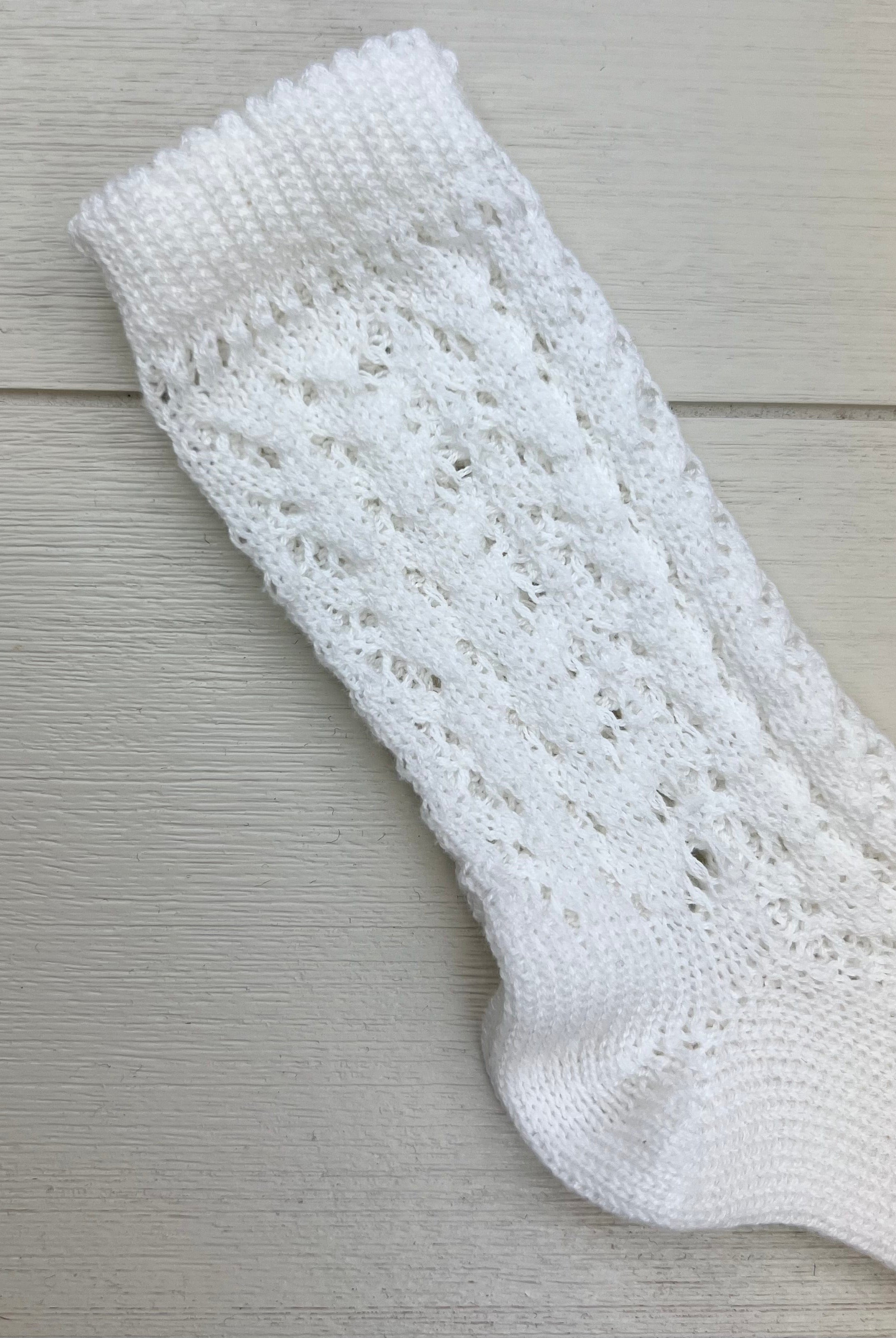 YoYo Children's Boutique Socks Off-White Cotton Openwork Knee-High Socks