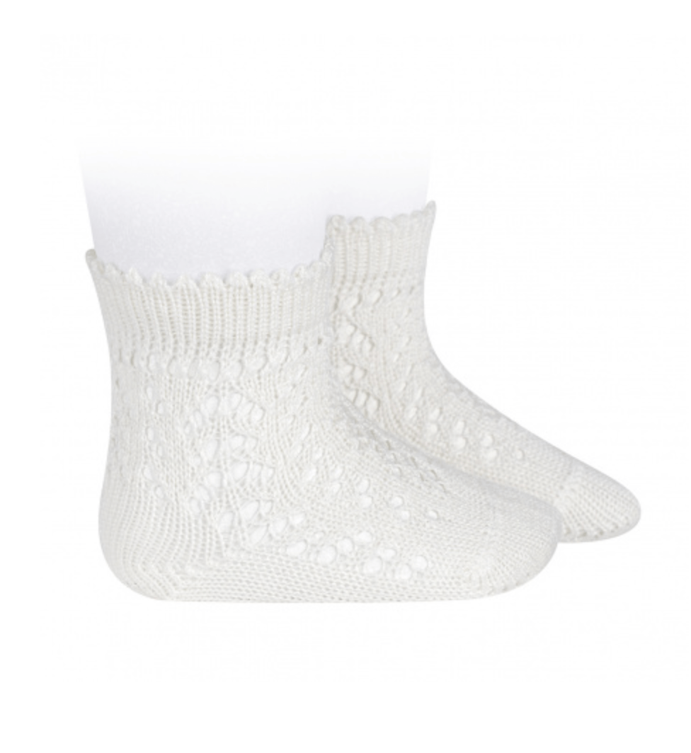 YoYo Children's Boutique Socks Off-White Cotton Openwork Short Socks