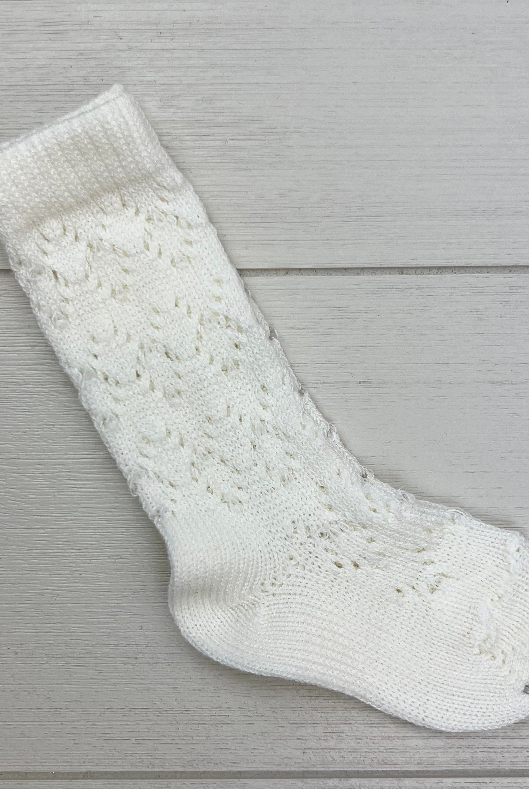 YoYo Children's Boutique Socks Off-White Perle Geometric Knee-High Socks