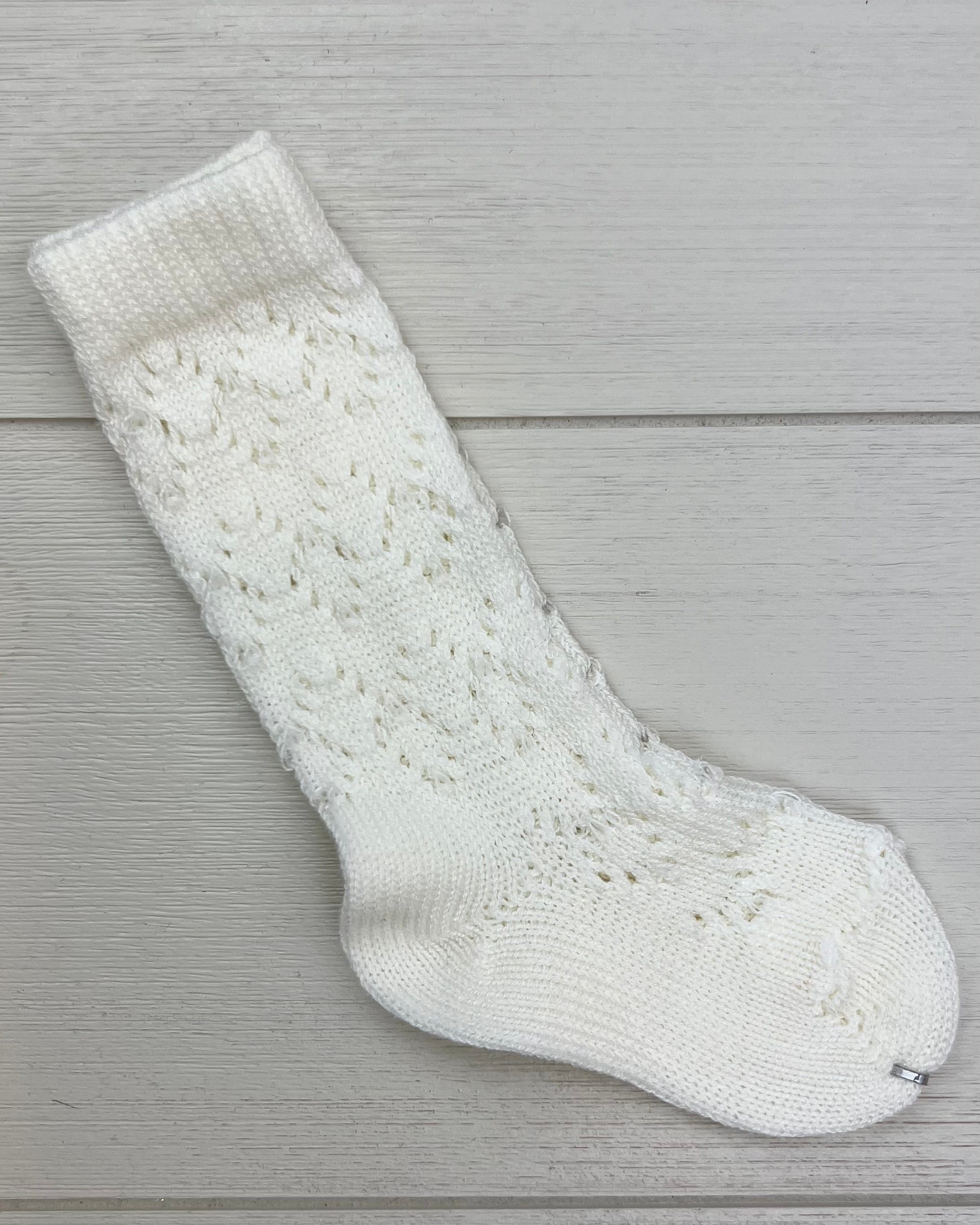 YoYo Children's Boutique Socks Off-White Perle Geometric Knee-High Socks