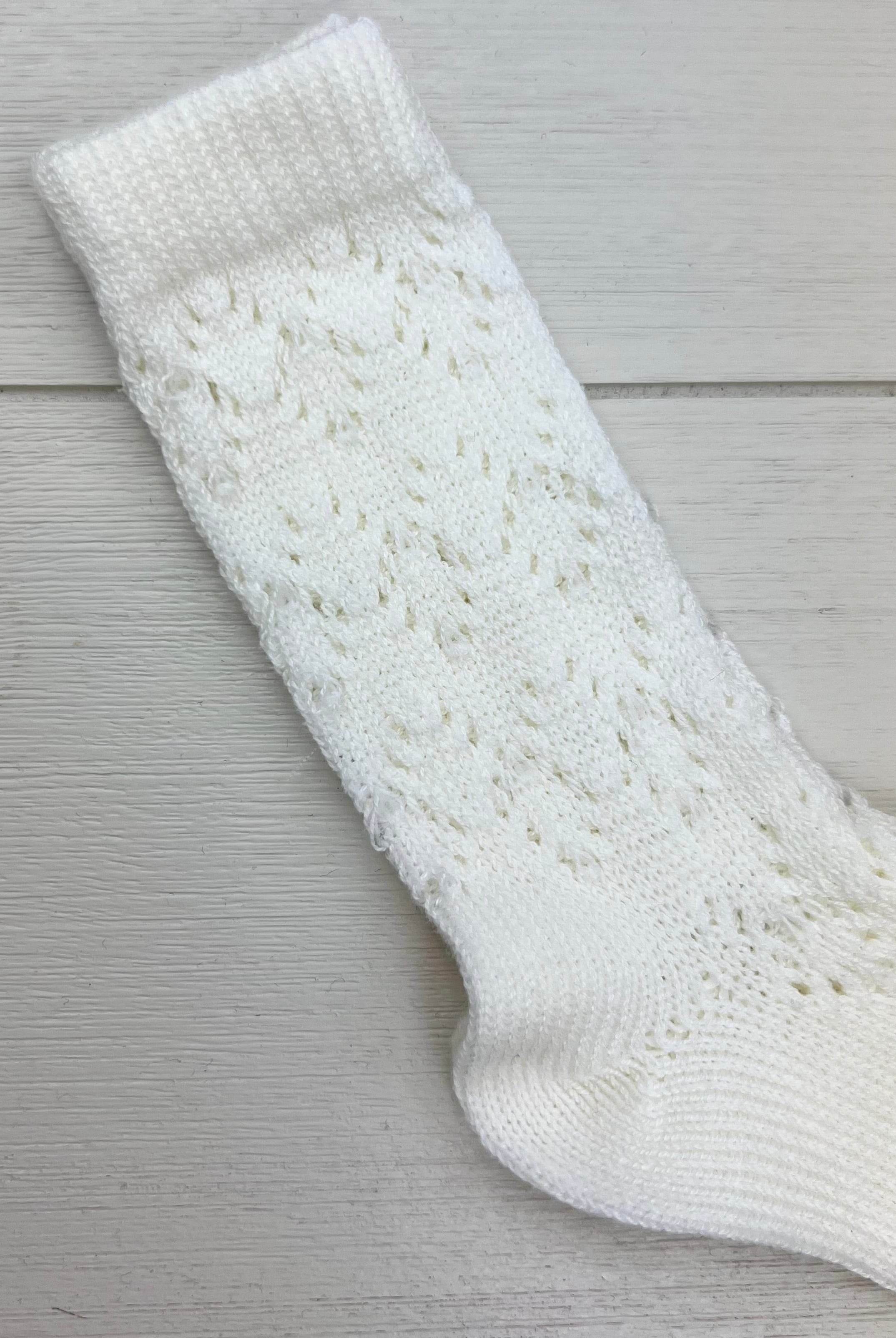 YoYo Children's Boutique Socks Off-White Perle Geometric Knee-High Socks