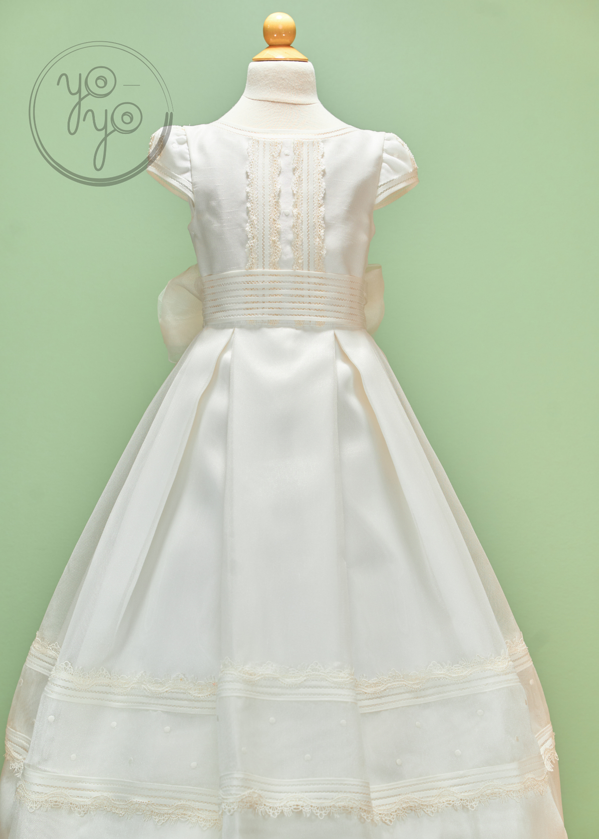 fitted lace wedding dress Long Sleeves Detailed Top First Communion Dress Celestial 3315 Pre-Order 5-6 Years / Ivory / No Train main image 1