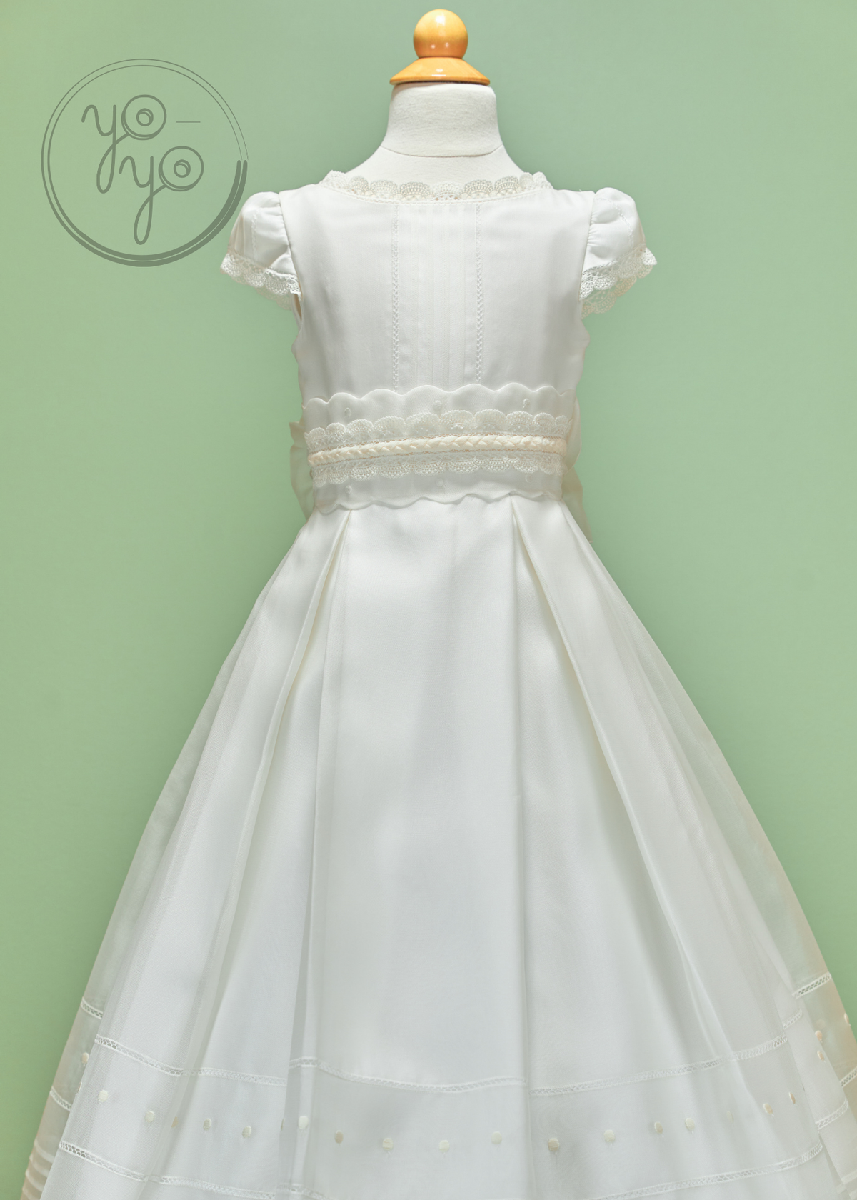 knee length dresses for ladies First Communion Princess Dress for Girls with Lace Round Neck Sleeveless Children Puffy Dress (Pink Sash Detachable), White / 10 main image 0