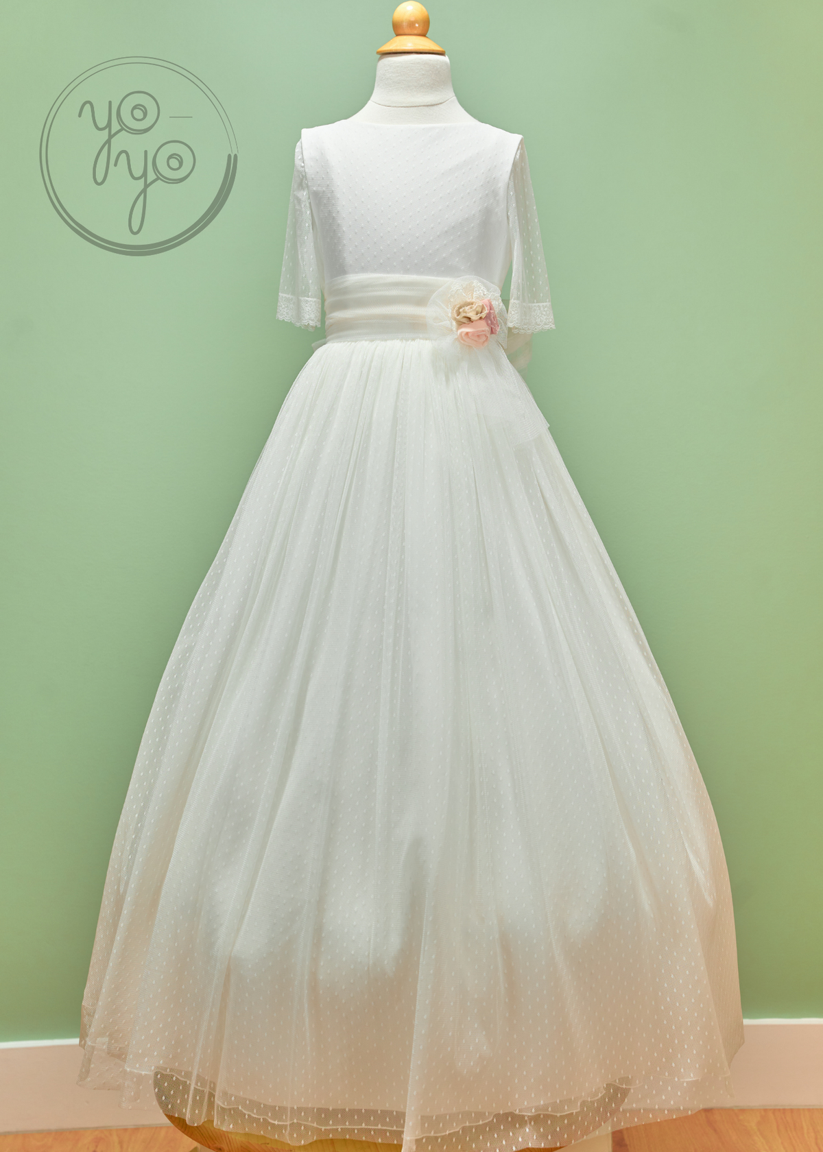 elegant holy communion dresses Royal Flower Girl Dress for Weddings Satin Lace Ball Gown Girl Party Communion Dress Pageant Gown Kids Clothing, Ivory / 2 main image 1