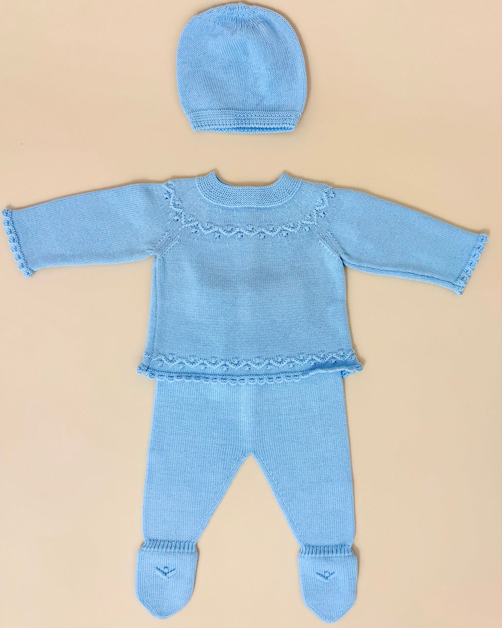 Baby Blue Knit Newborn Outfit