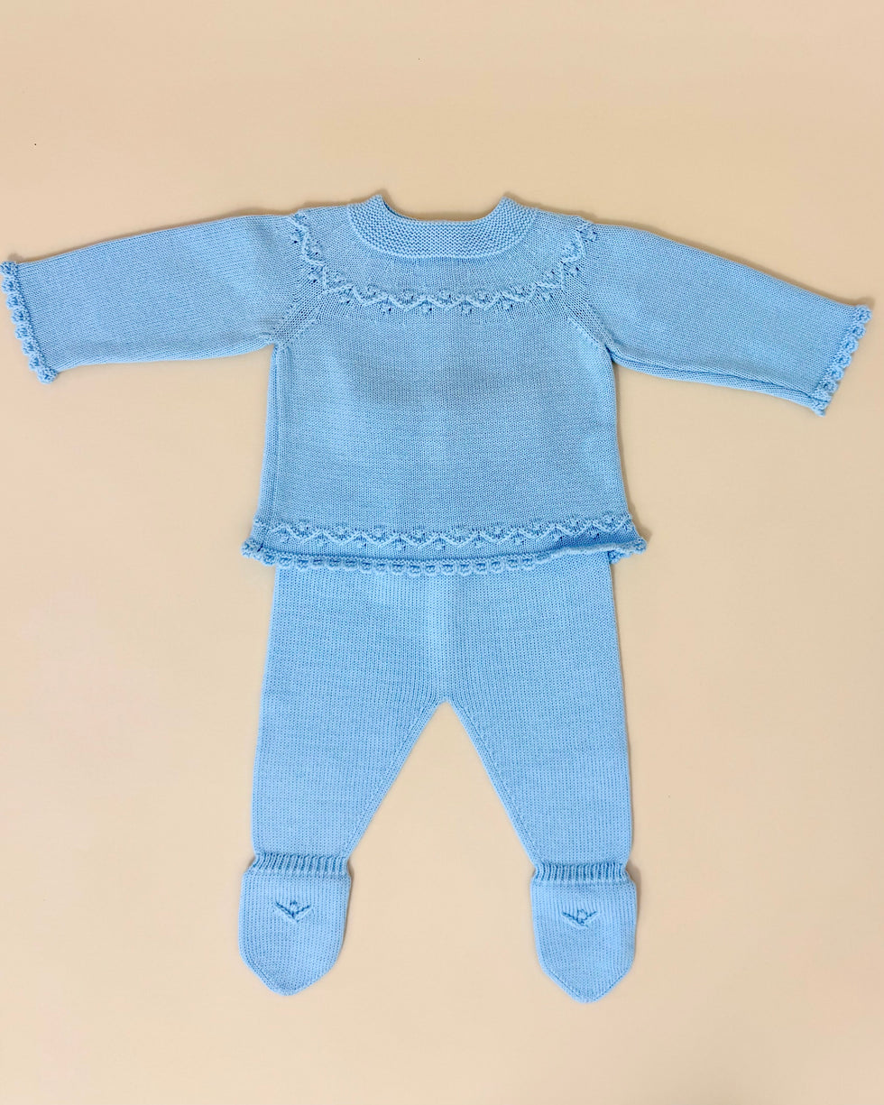 Baby Blue Knit Newborn Outfit