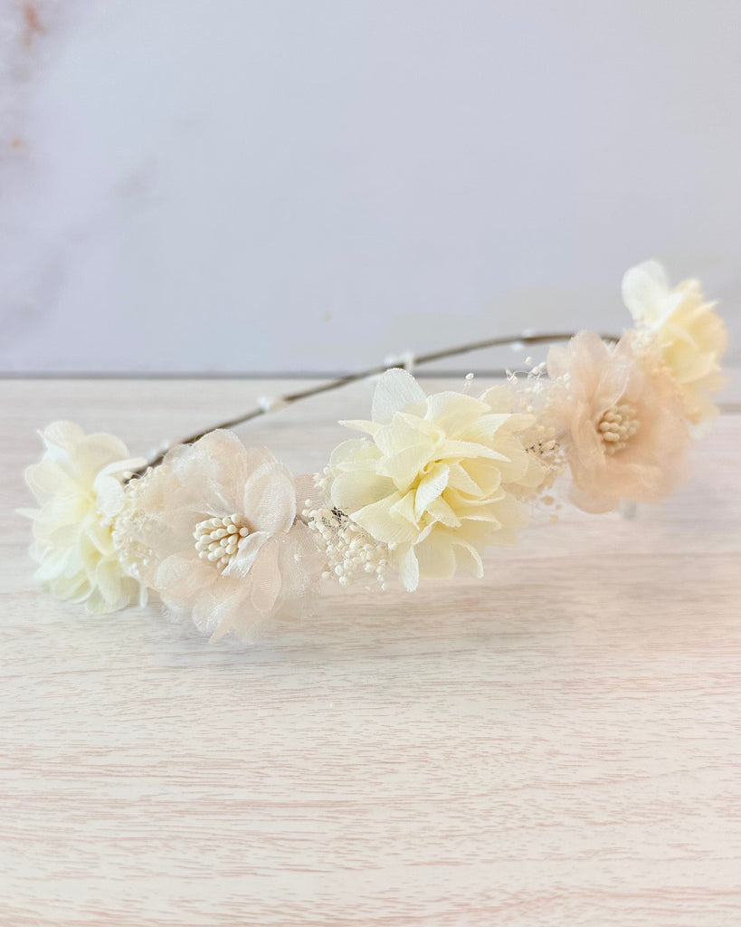 YoYo Boutique Accesories Blush Blush & Off-White Flower Half Crown