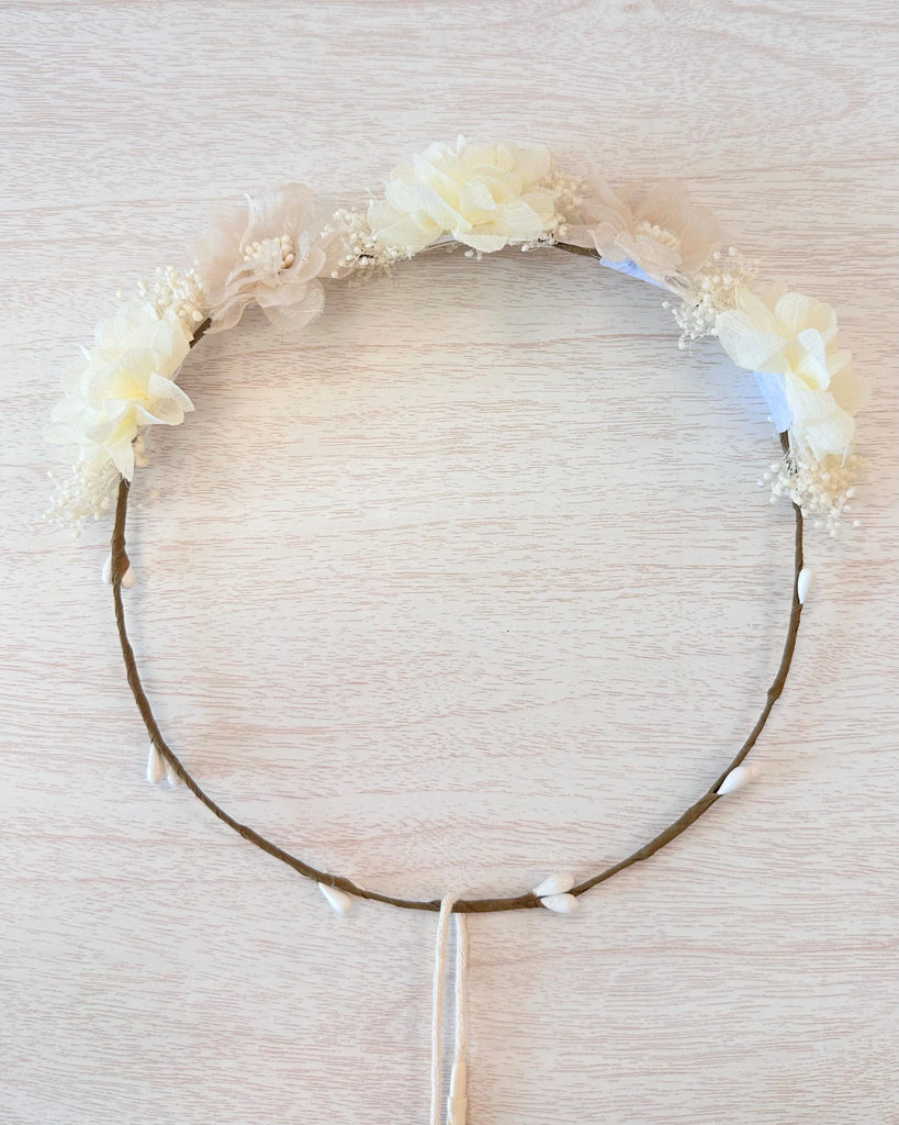 YoYo Boutique Accesories Blush Blush & Off-White Flower Half Crown