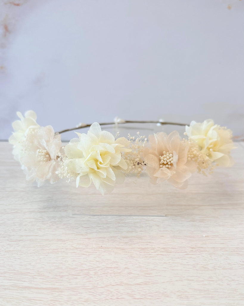 YoYo Boutique Accesories Blush Blush & Off-White Flower Half Crown