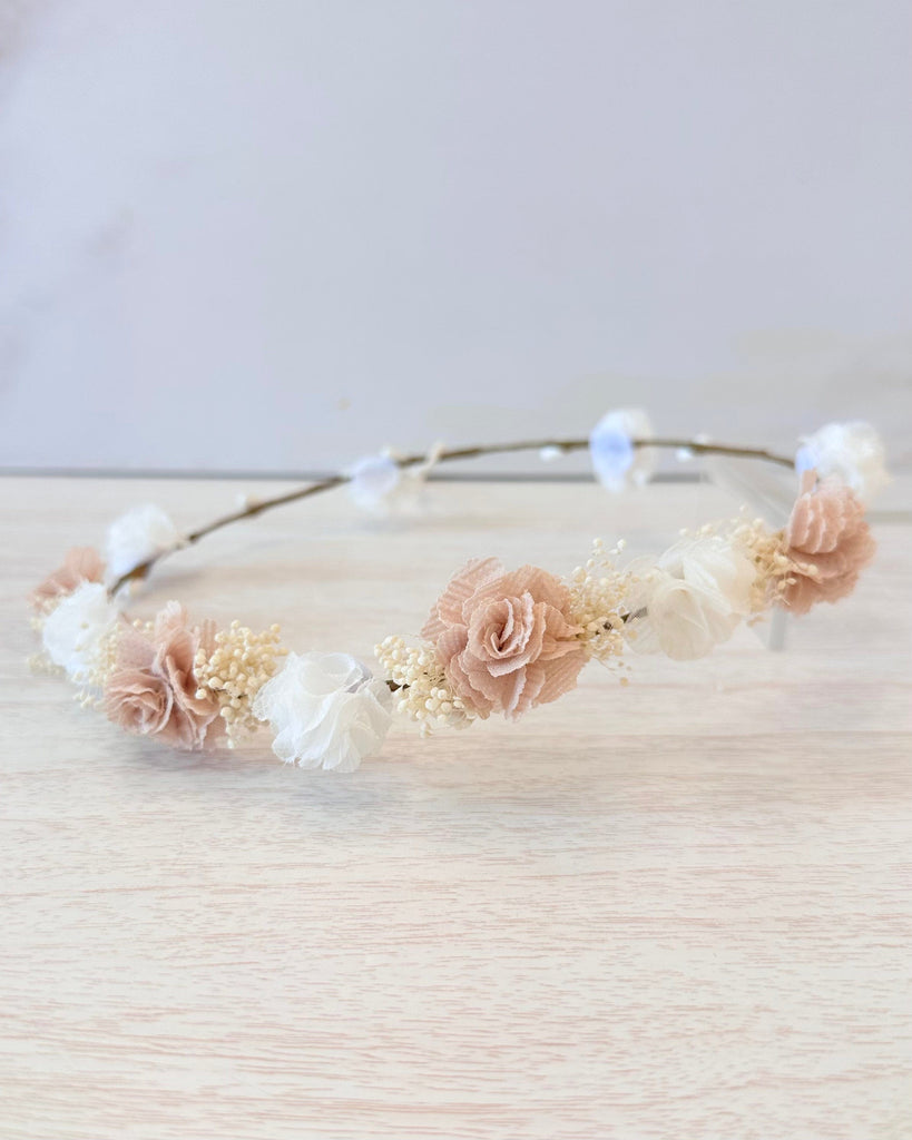 YoYo Boutique Accesories Blush Blush & White Flower Half Crown