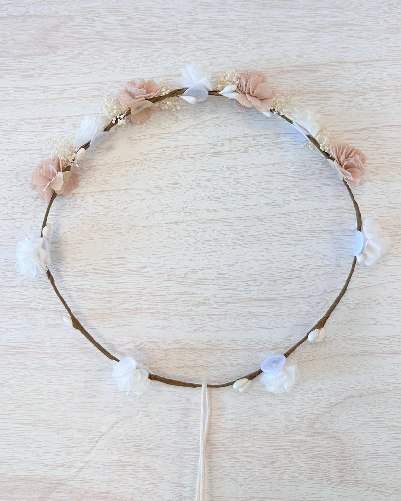 YoYo Boutique Accesories Blush Blush & White Flower Half Crown