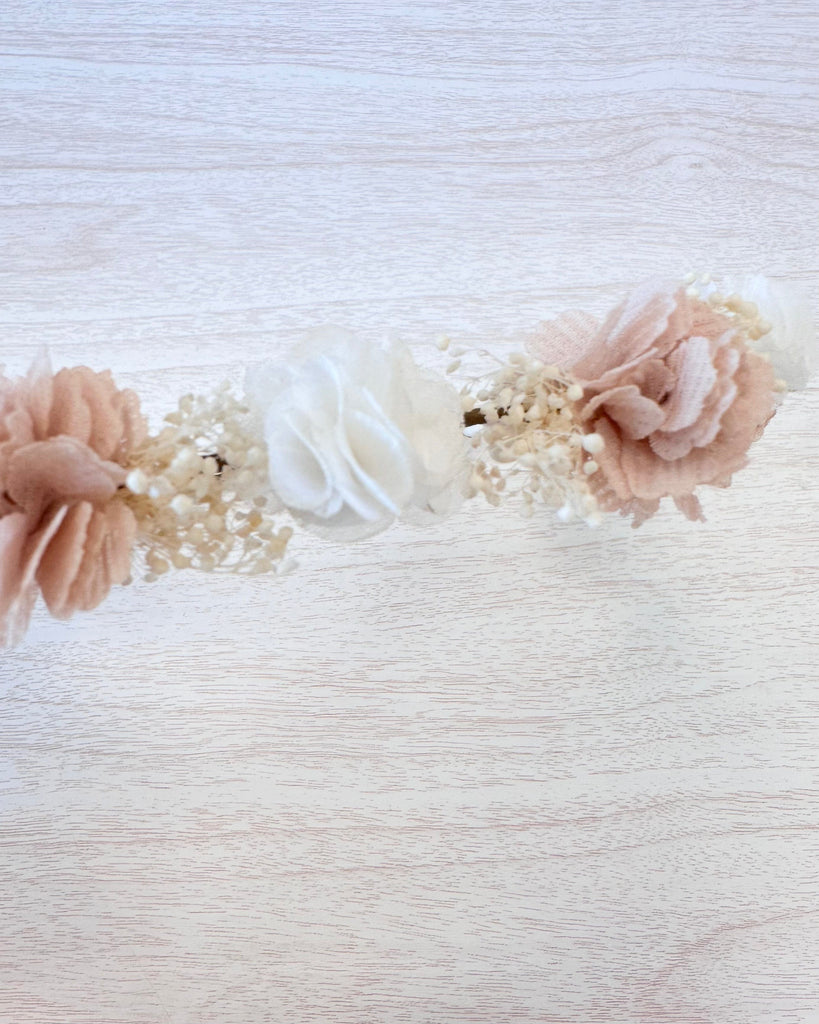 YoYo Boutique Accesories Blush Blush & White Flower Half Crown