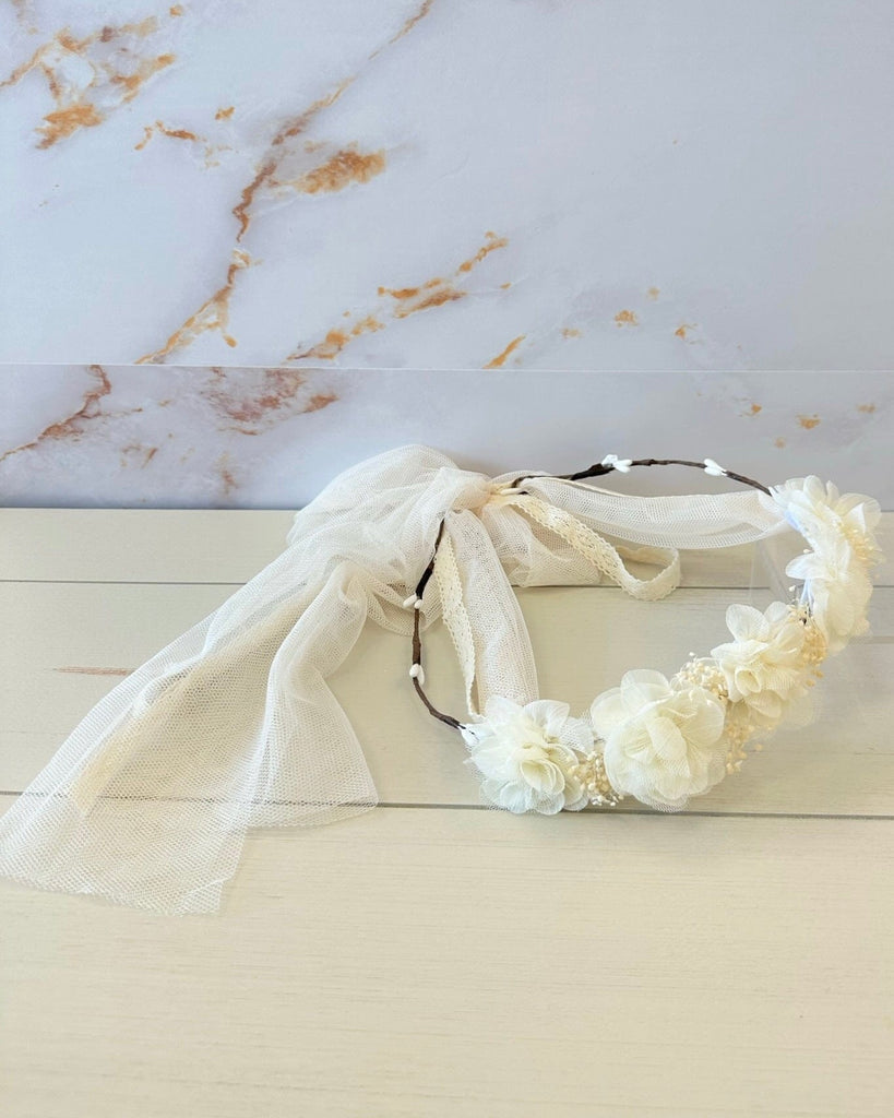 YoYo Boutique Accesories Off-White Off-White Floral & Lace Crown