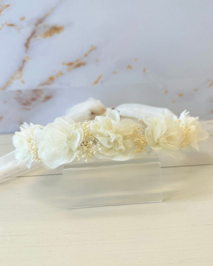 YoYo Boutique Accesories Off-White Off-White Floral & Lace Half-Crown