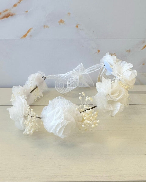 YoYo Boutique Accesories White White Floral & Lace Crown