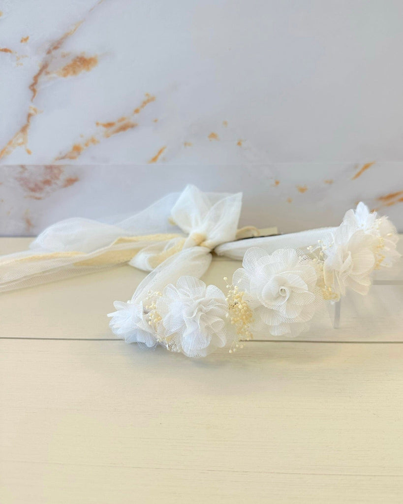 YoYo Boutique Accesories White White Floral & Lace Crown