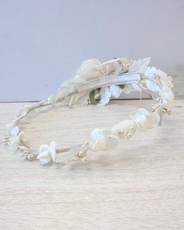 YoYo Boutique Accessories Off-White Flowers & Pearls Headpiece