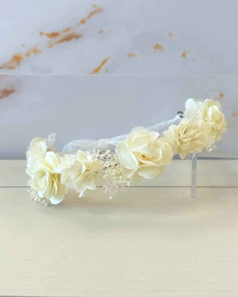 YoYo Boutique Accessories Off-White Off-White Floral & Lace Crown