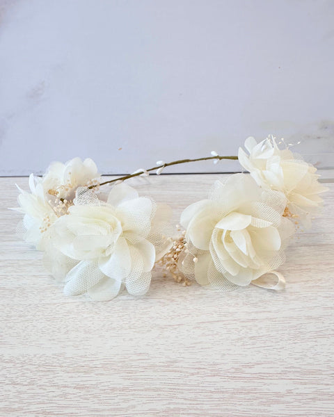 YoYo Boutique Accessories Off-White Off-White Flowers Half Crown