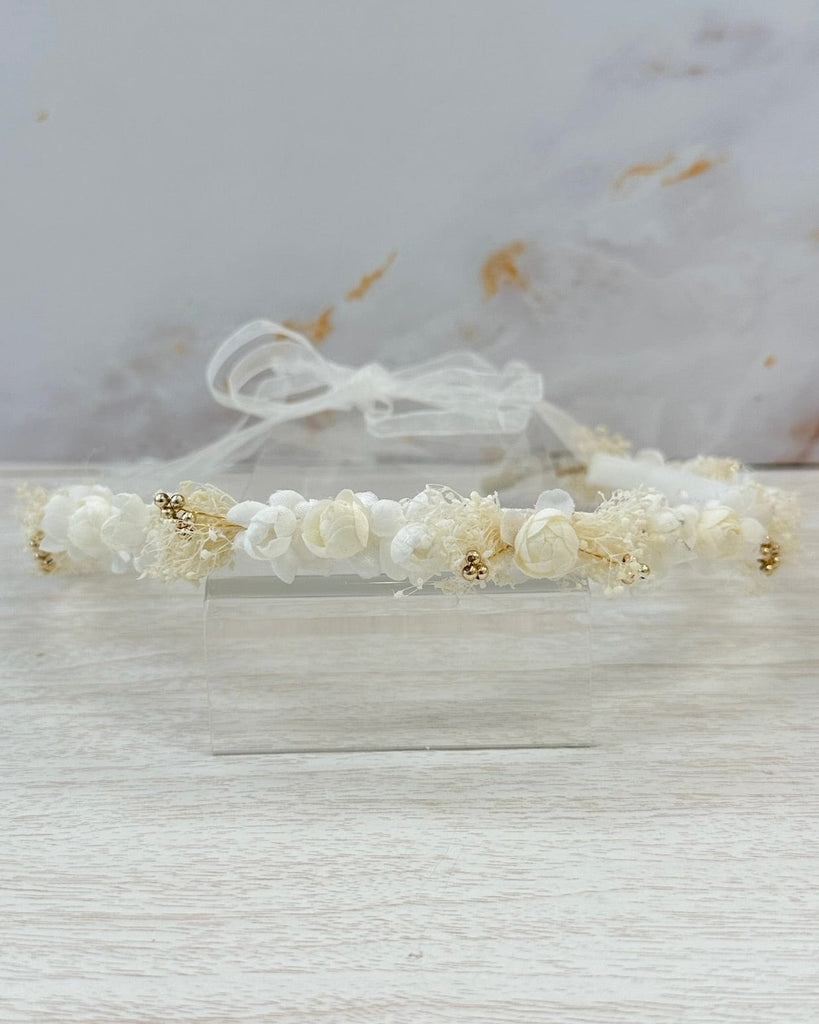 YoYo Boutique Accessories Off-White Small Flower Crown with Lace