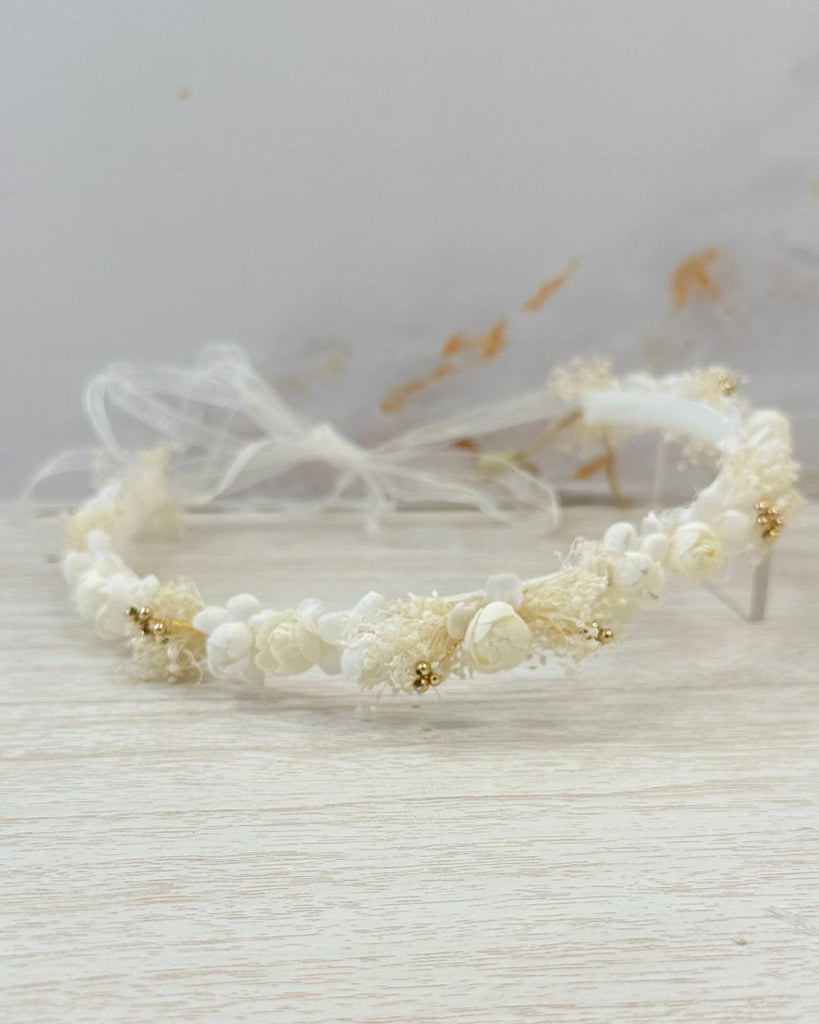 YoYo Boutique Accessories Off-White Small Flower Crown with Lace