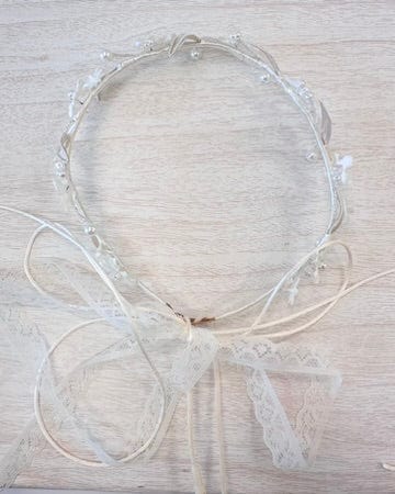 YoYo Boutique Accessories Off-White Tiny Flowers & Pearls Headpiece