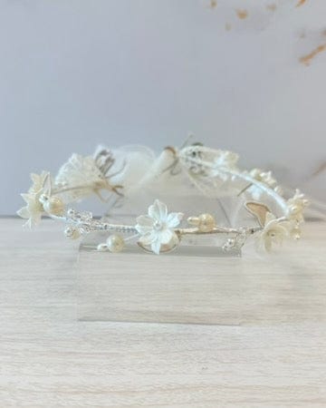 YoYo Boutique Accessories Pearl White Tiny Flowers & Crystals Headpiece