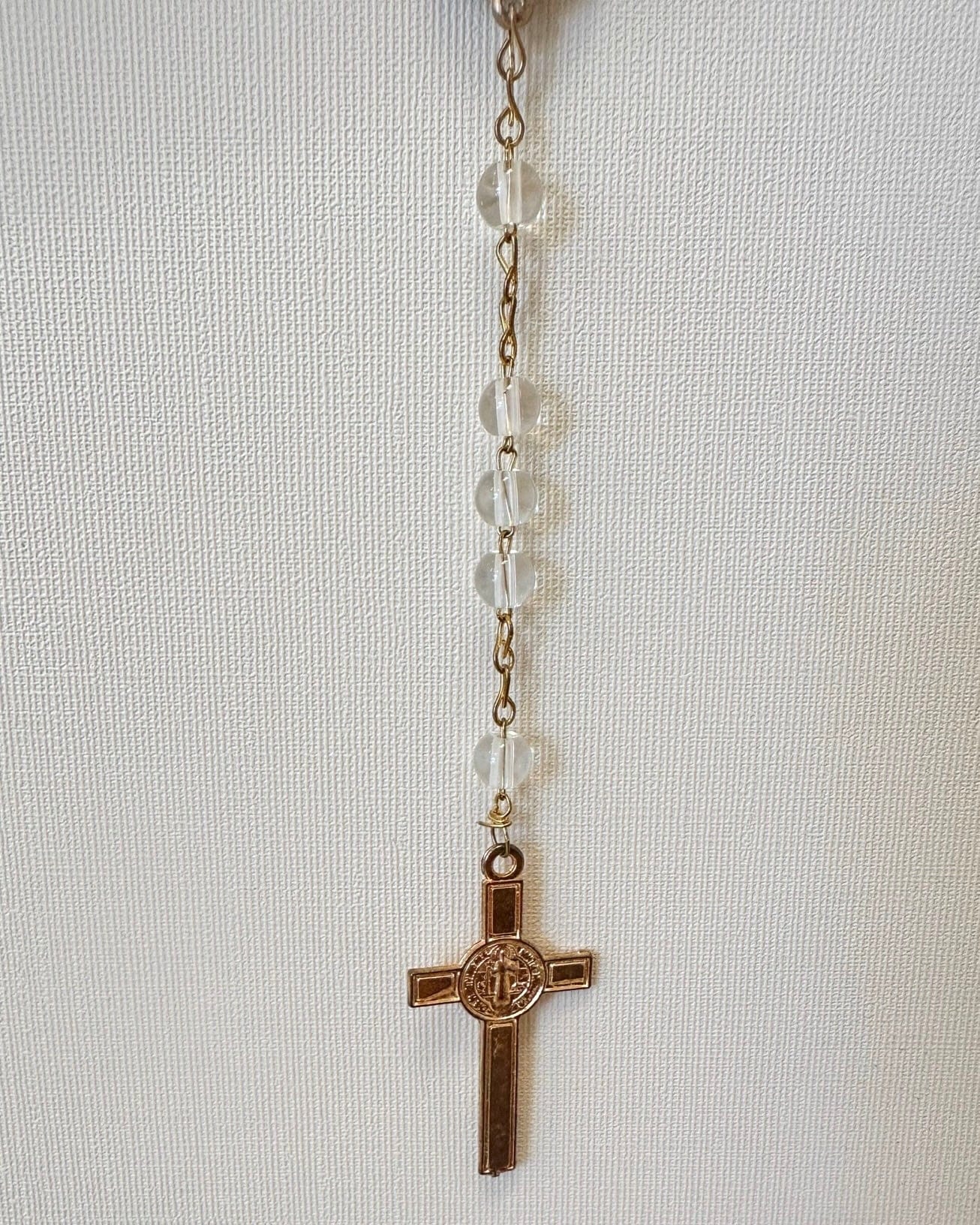 YoYo Boutique Accessories White Crystals & Virgin of Guadalupe Rosary