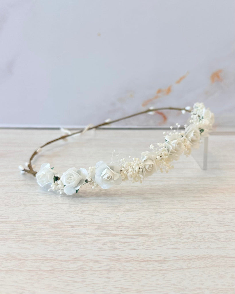 YoYo Boutique Accessories White Small White Flowers Half Crown