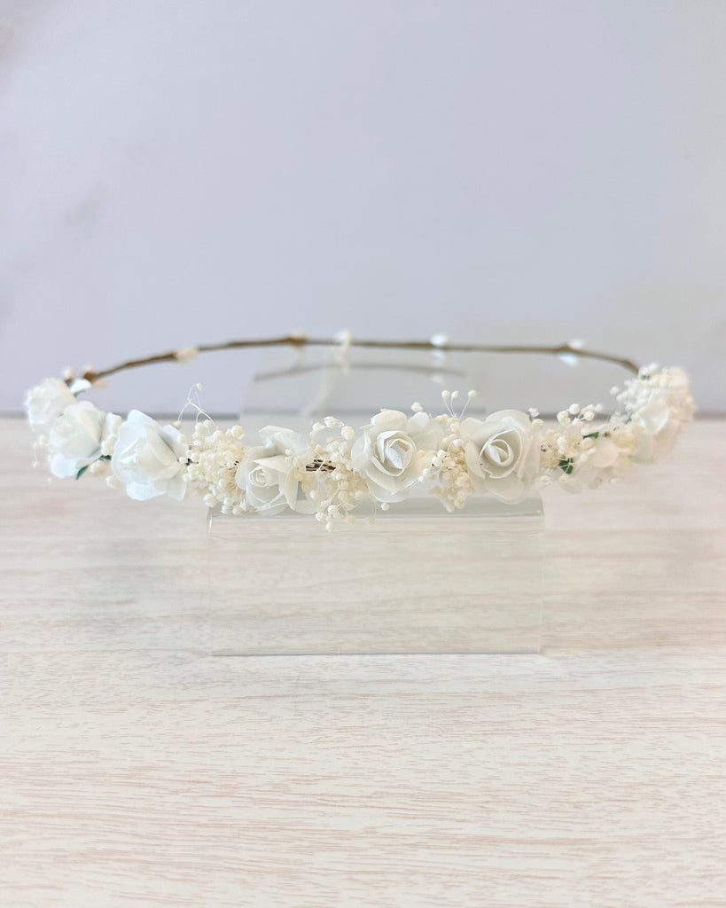 YoYo Boutique Accessories White Small White Flowers Half Crown