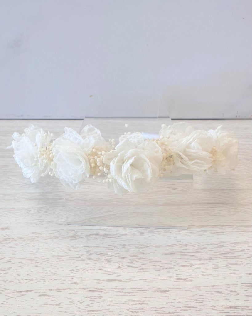 YoYo Boutique Accessories White White Flowers & Baby Breath Headband