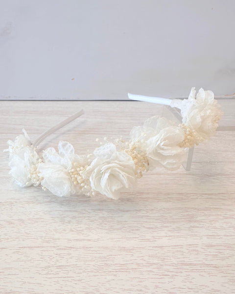 YoYo Boutique Accessories White White Flowers & Baby Breath Headband