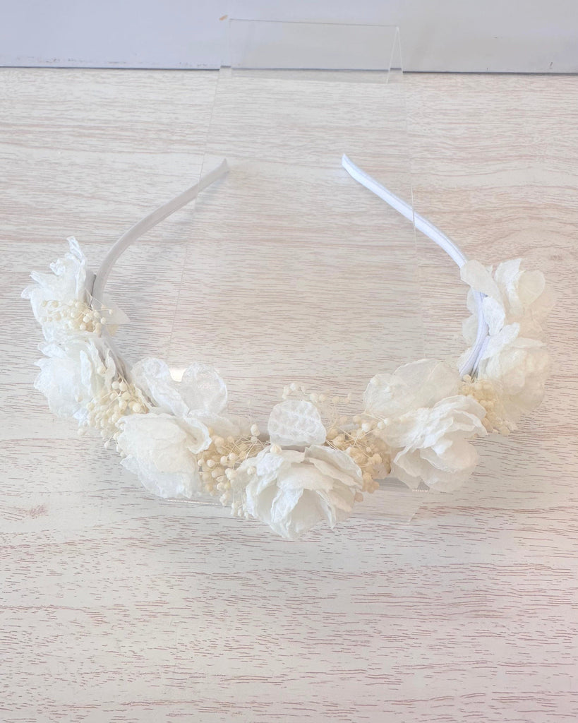 YoYo Boutique Accessories White White Flowers & Baby Breath Headband