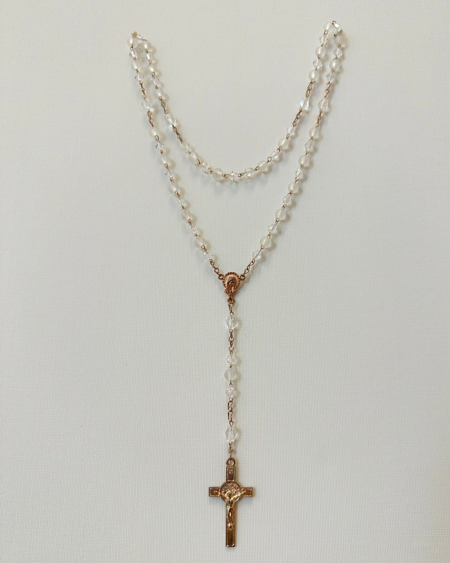 YoYo Boutique Accessories White White Frosty Crystals Rosary