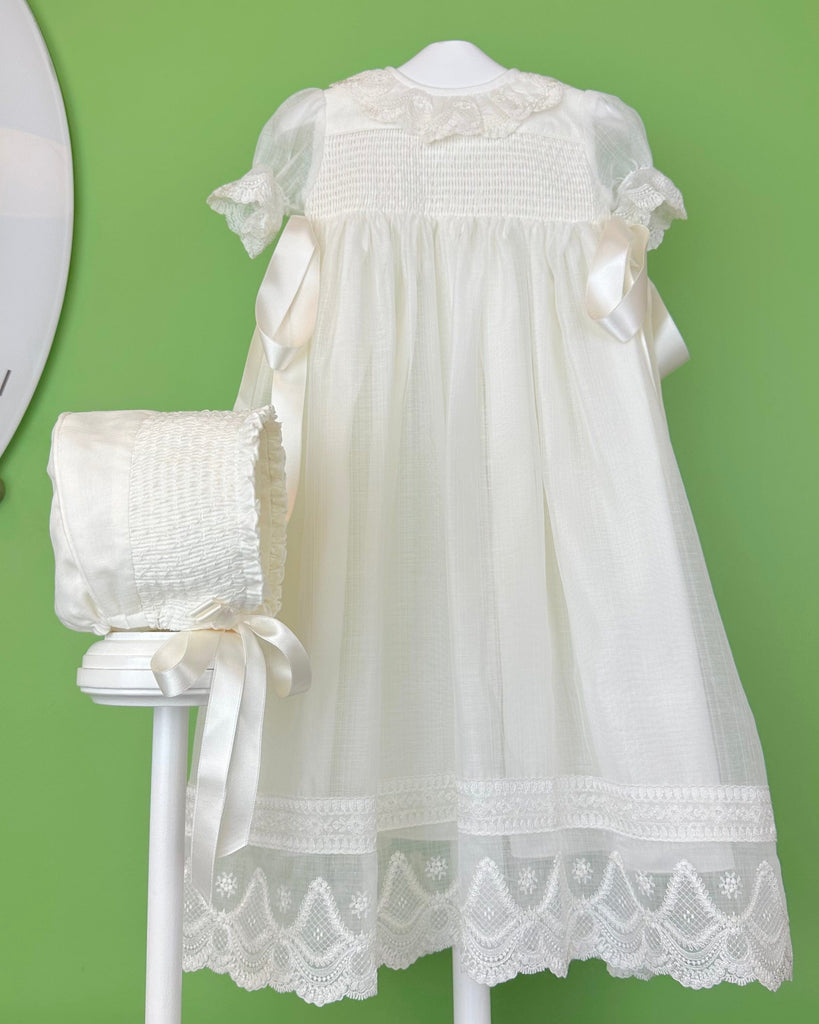 YoYo Boutique Baptism Cassandra Off-White Long Dress with Bonnet