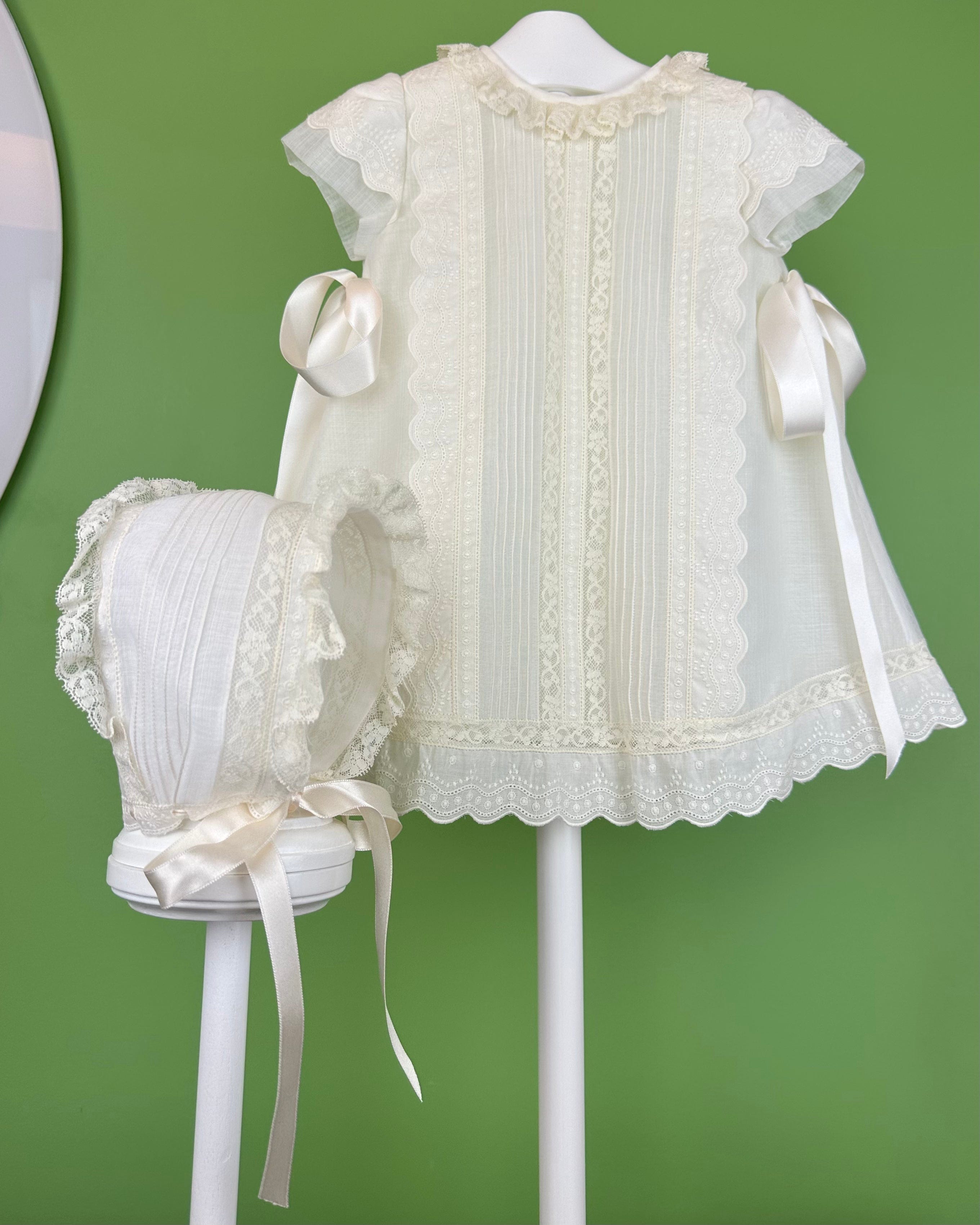 YoYo Boutique Baptism Pilar Dress with Bonnet