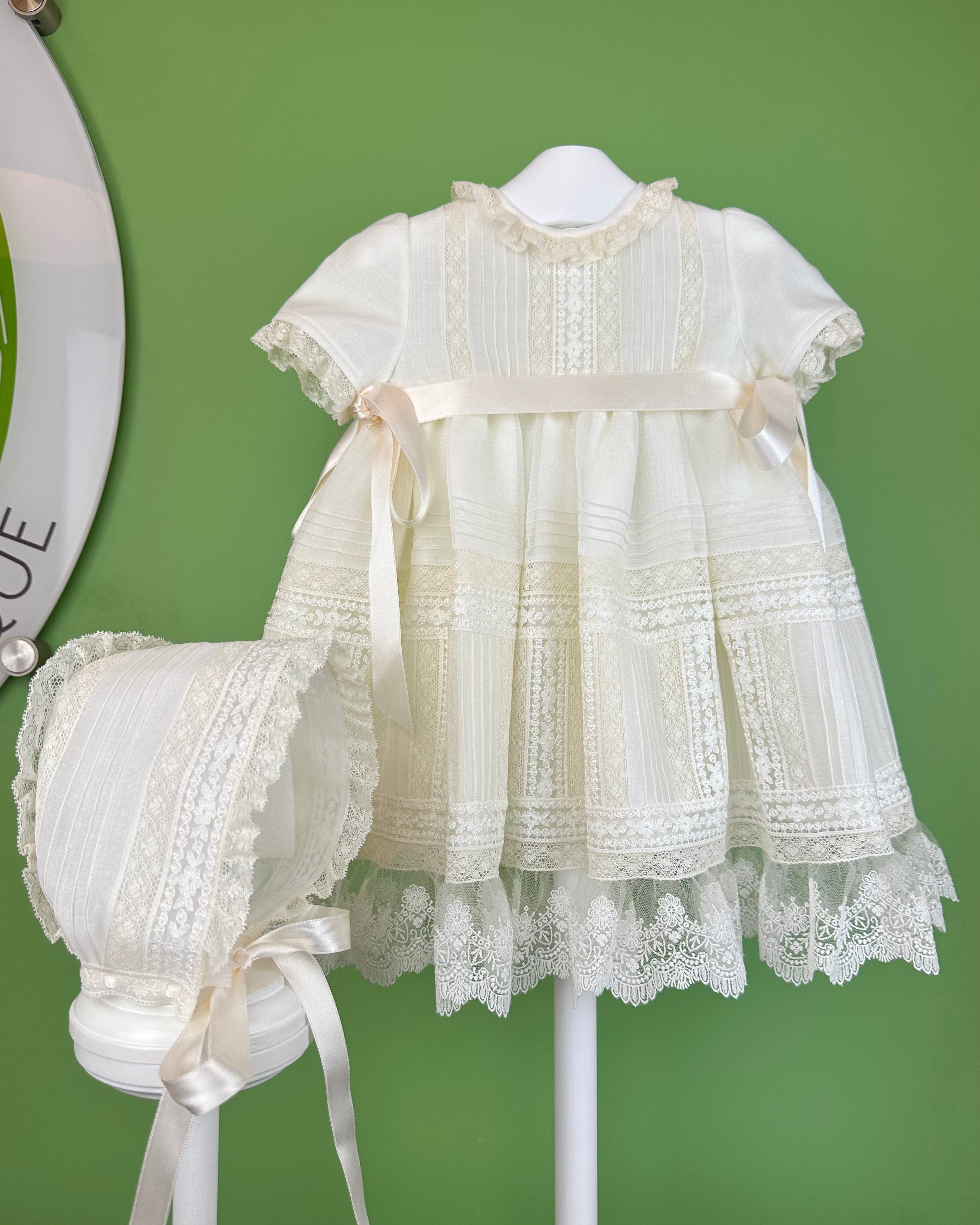 YoYo Boutique Baptism Valeria Dress with Bonnet
