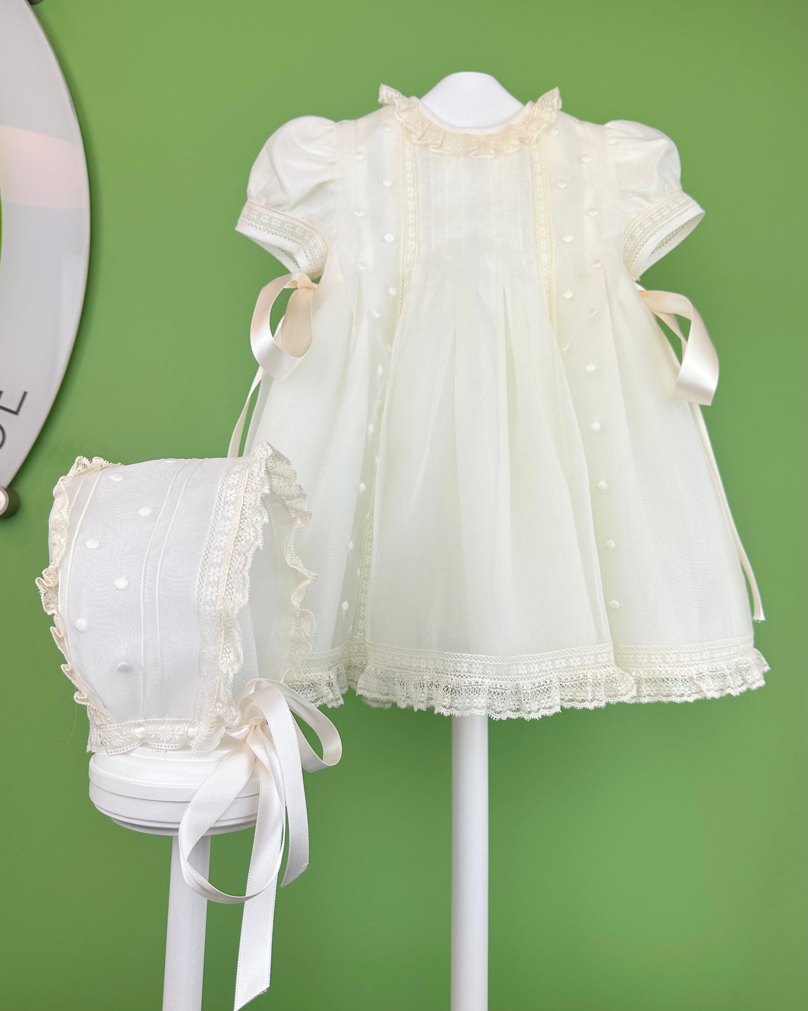 YoYo Boutique Baptism Victoria Dress with Bonnet