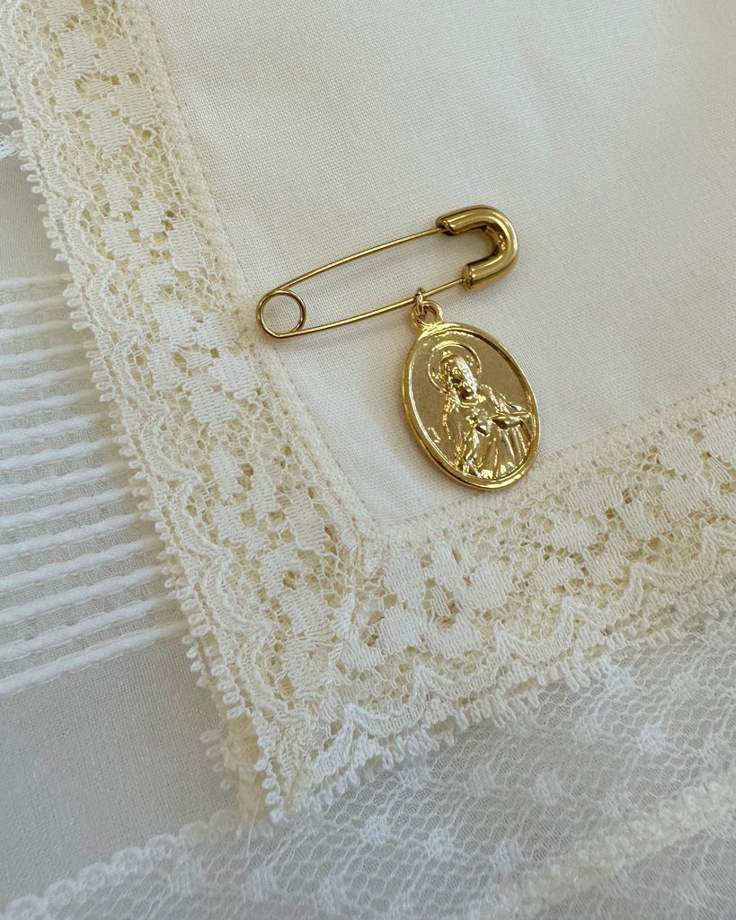 YoYo Boutique Brooches & Lapel Pins Gold-Filled Corazon Sangrado de Jesus Alfiler