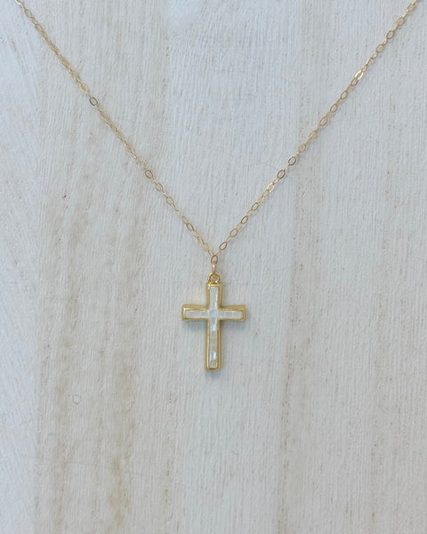 YoYo Boutique Necklaces Pearl Cross Necklace 17"