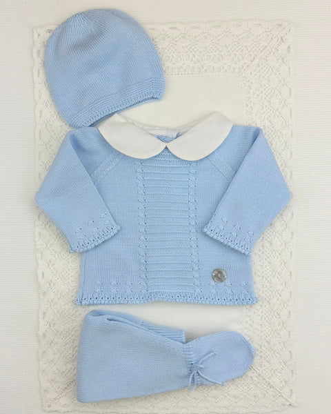 YoYo Boutique Newborn 0M / Baby Blue Baby Blue Knitted Newborn Outfit