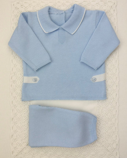 YoYo Boutique Newborn 0M / Baby Blue Baby Blue Knitted Newborn Outfit