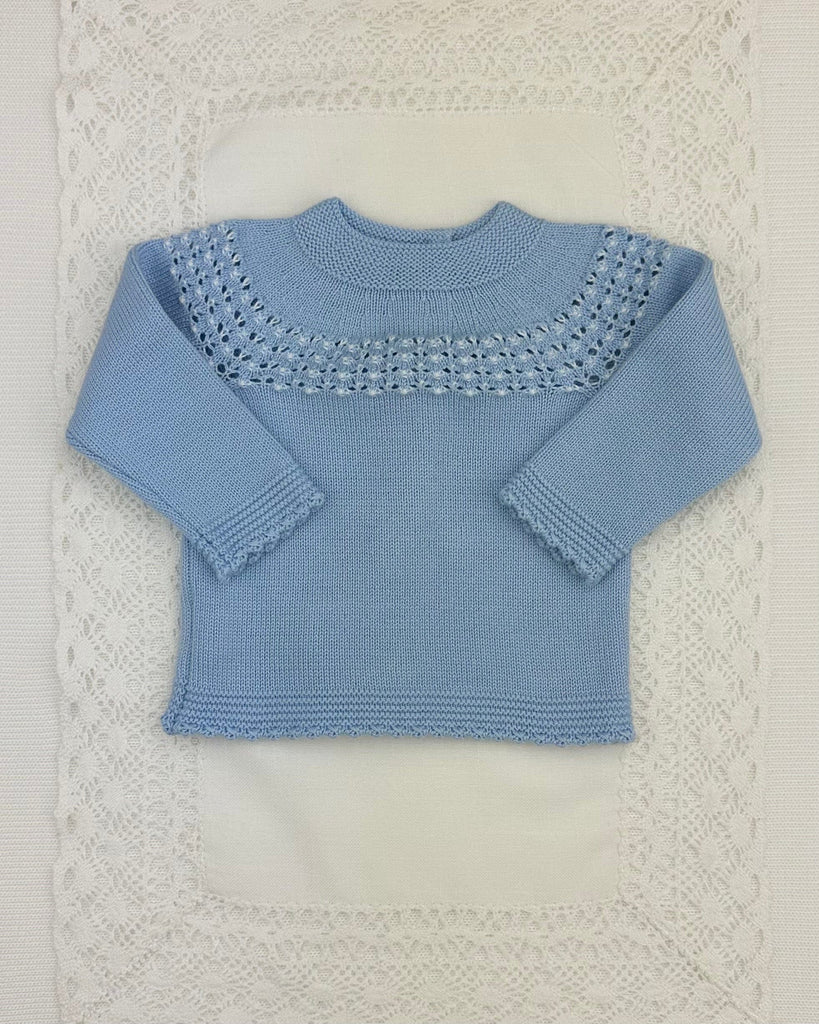 YoYo Boutique Newborn 0M / Blue Blue & White Knitted Newborn Outfit