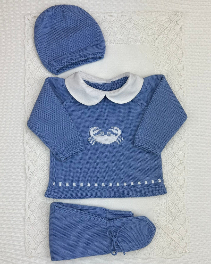 YoYo Boutique Newborn 0M / Denim Blue Denim Blue Knitted Newborn Outfit