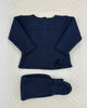 YoYo Boutique Newborn 0M / Navy Blue Navy Blue Knit & Pom Pom Newborn Outfit